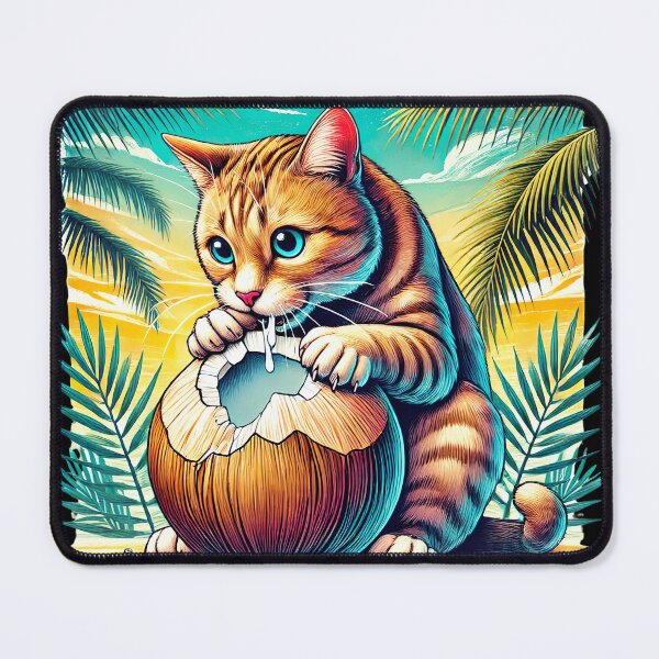 Item preview, Coconut Logic Decoded. Ginger Tabby Cat Eating Coconut designed and sold by Tiszert.