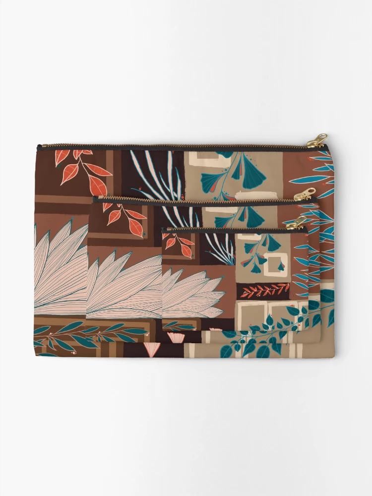 Thumbnail 2 of 4, Zipper Pouch, Beige/brown leaf patchwork designed and sold by Ema-R.