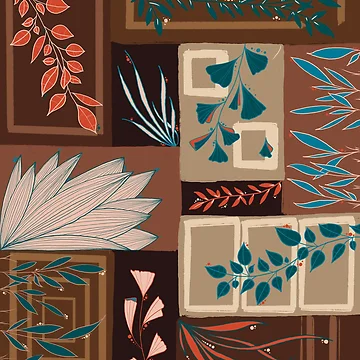 Artwork thumbnail, Beige/brown leaf patchwork by Ema-R