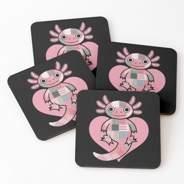 Item preview, Pink Axolotl Patchwork in Heart, Axolotl Lovers, You have my heart, Valentines Day designed and sold by KolorellaS.