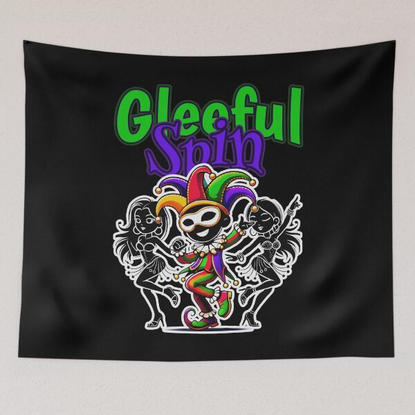 Item preview, Gleeful Spin: The Jester's Ecstatic Whirl, Crimson, Green And Grey designed and sold by SplashTastic.
