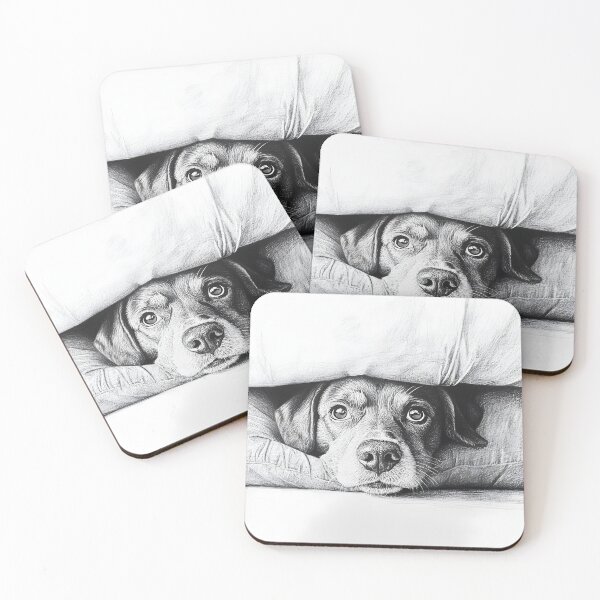Item preview, Black and white dog pencil drawing designed and sold by Pencil-Art.