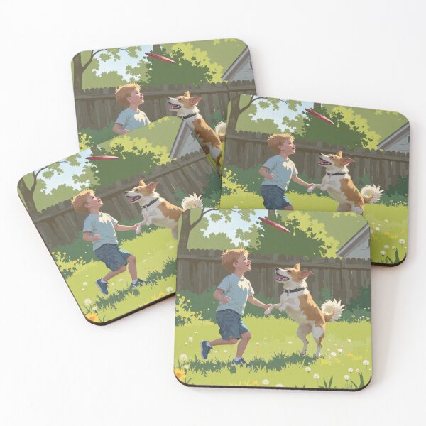 Item preview, Joyful leap a doggy dance among daisies designed and sold by MadeByHaresShop.