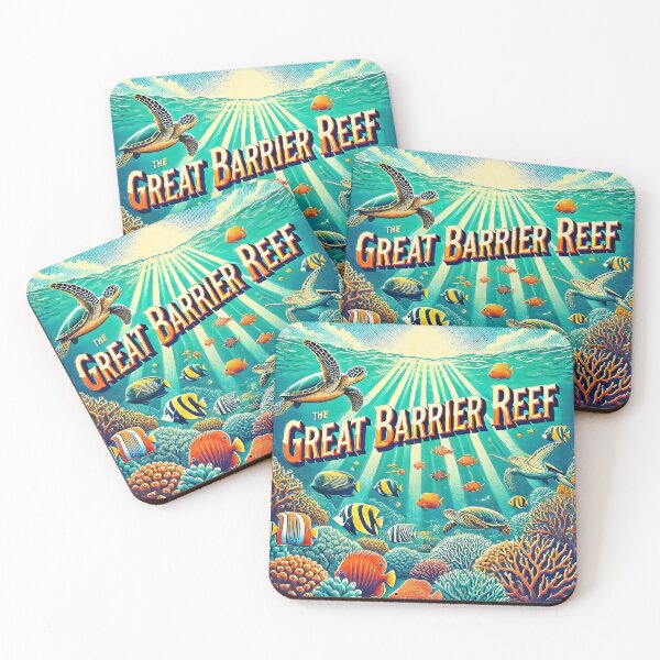 Item preview, Australian Great Barrier Reef Retro – Vibrant Underwater Art designed and sold by Dolphin Graphic.