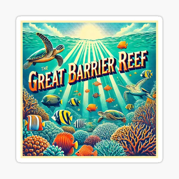 Item preview, Australian Great Barrier Reef Retro – Vibrant Underwater Art designed and sold by Dolphin Graphic.