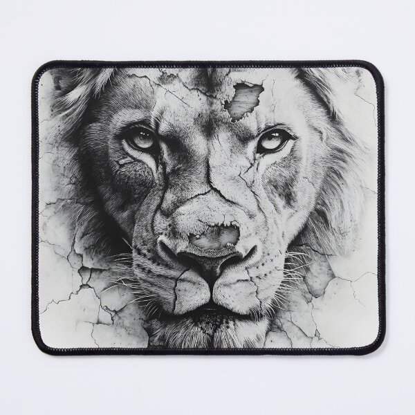 Item preview, Black and white lion pencil drawing designed and sold by Pencil-Art.