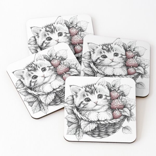 Item preview, Black and white cat pencil drawing designed and sold by Pencil-Art.