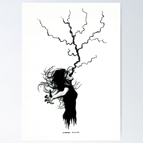 Item preview, Lightning Scream (Black and White) designed and sold by hannooseart.