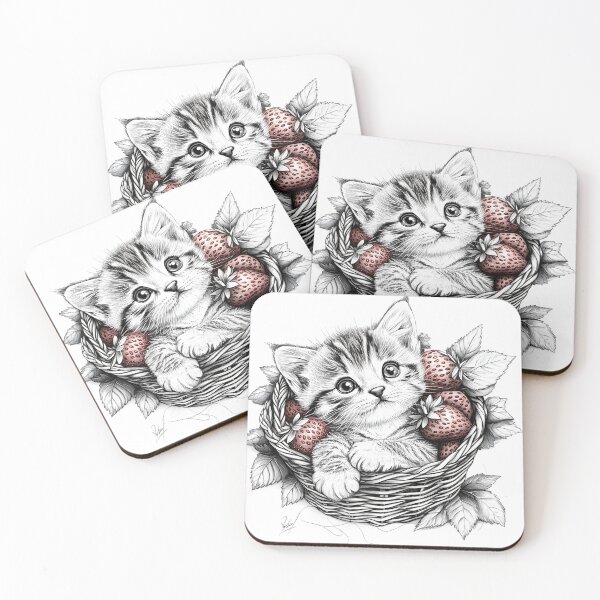 Item preview, Black and white cat pencil drawing designed and sold by Pencil-Art.