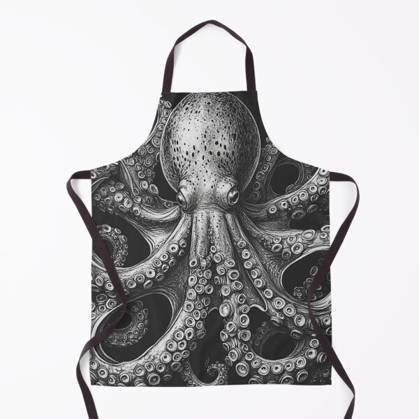Item preview, Black and white Octopus pencil drawing designed and sold by Pencil-Art.