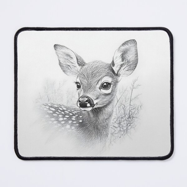 Item preview, Black and white deer pencil drawing designed and sold by Pencil-Art.