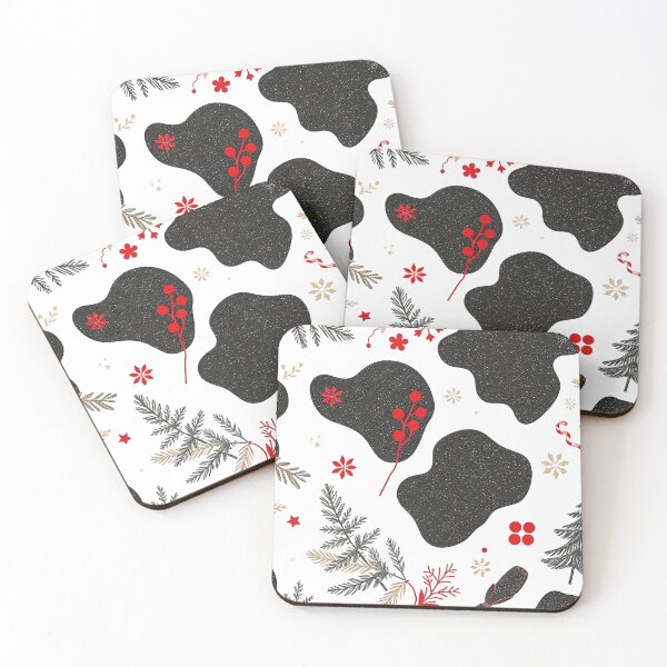 Item preview, Warm Winter Pattern: Cowhide, Fir Trees, Red Berries and Christmas Twigs - Red, Green, Gold, Yellow, Black, White - For Mug, Phone Case, Cushion, Blanket and More designed and sold by MUGpro.