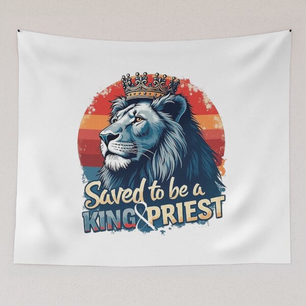 Item preview, Saved to be a King & Priest, Lion Wearing a Crown Art designed and sold by Faithloveshop.