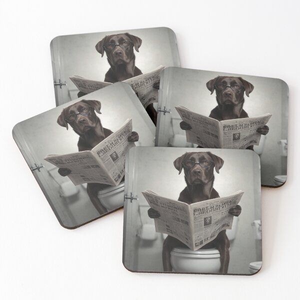 Item preview, Chocolate Labrador Reading a Newspaper designed and sold by vk09.