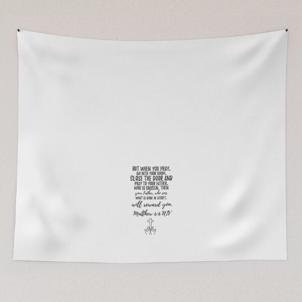 Item preview, Diseño tipográfico de Mateo 6:6 con manos en oración. designed and sold by Our Bible Journey.