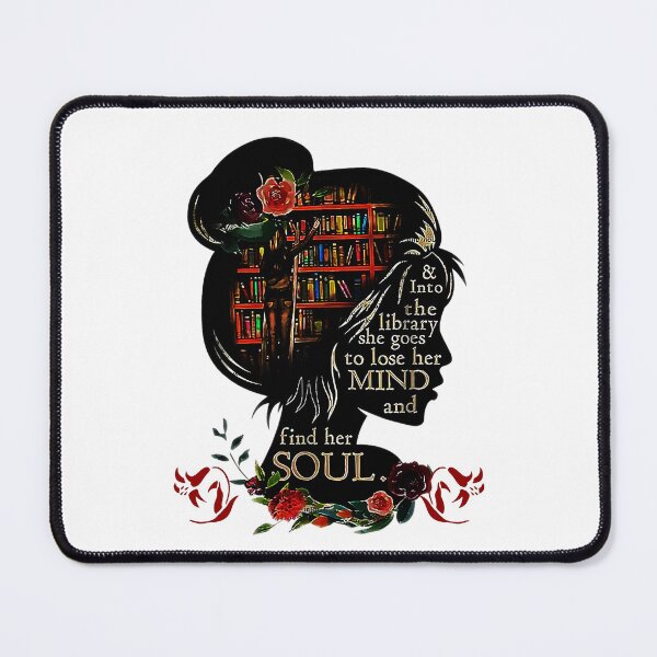 Item preview, Vintage book quote, into the library she goes to lose her mind and find her soul designed and sold by AddlPoolart.