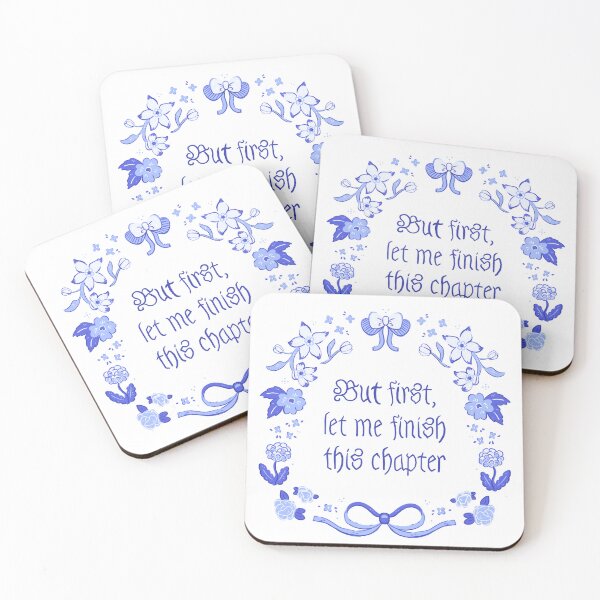 Item preview, Blue but first, let me finish this chapter with floral and bow border  designed and sold by rizdrawings.