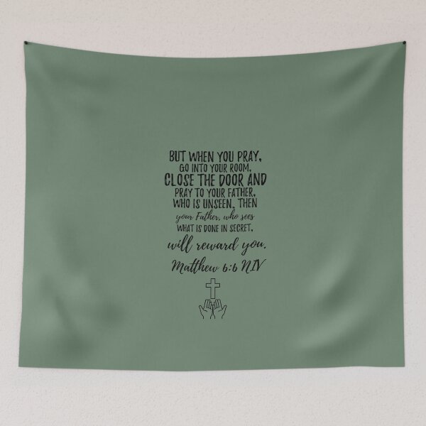 Item preview, Diseño tipográfico de Mateo 6:6 con manos en oración. designed and sold by Our Bible Journey.