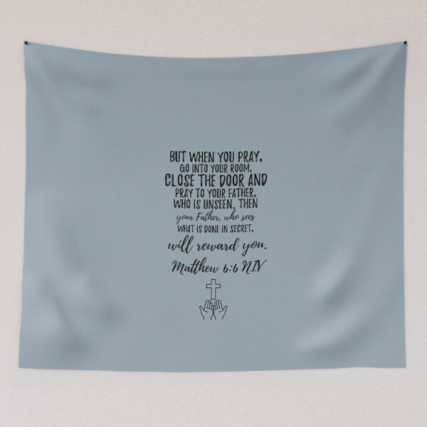 Item preview, Diseño tipográfico de Mateo 6:6 con manos en oración. designed and sold by Our Bible Journey.