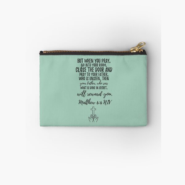 Item preview, Diseño tipográfico de Mateo 6:6 con manos en oración. designed and sold by Our Bible Journey.