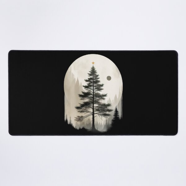 Item preview, Christmas Night Scene: Christmas Tree and Full Moon in Modern Geometric Style designed and sold by MUGpro.