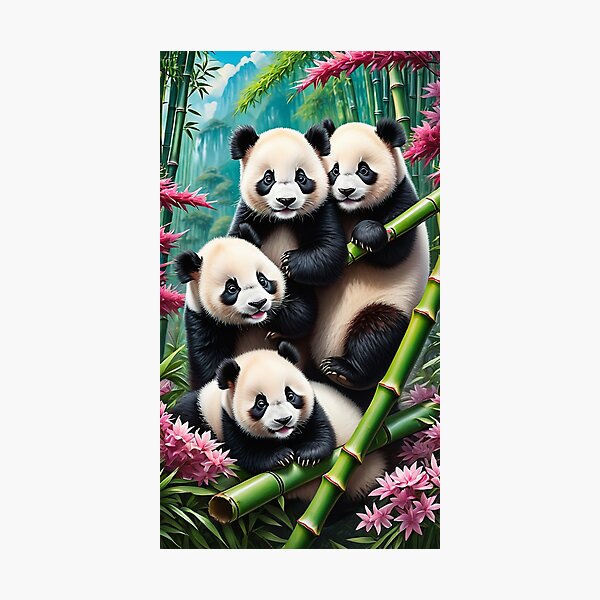 Item preview, Four Pandas on a Bamboo Tree designed and sold by SublimeMusings.