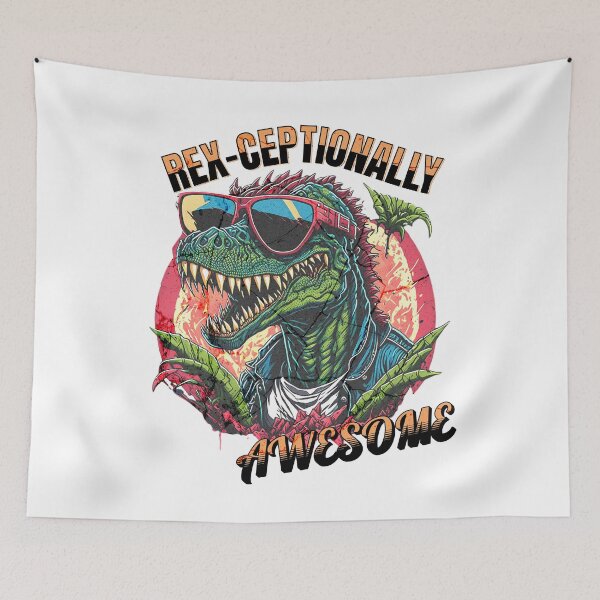 Item preview, Rex-Ceptionally Awesome Cool T-Rex Dinosaur Retro Design designed and sold by Furr-n-Purr.