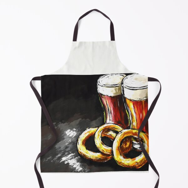 Item preview, Bar Snacks: Two Frothy Mugs of Beer with Golden-Brown Onion Rings Pub Food Snack Delight designed and sold by OlfactoART Studio.