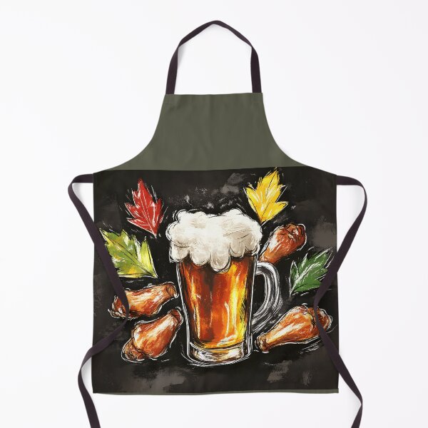Item preview, Frothy Mug of Beer with Crispy Chicken Drumsticks and Autumn Leaves Tasty Pub Food designed and sold by OlfactoART Studio.
