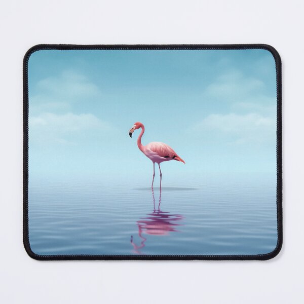 Item preview, One flamingo standing peacefully alone in the water by cloudy sunset designed and sold by anytka.