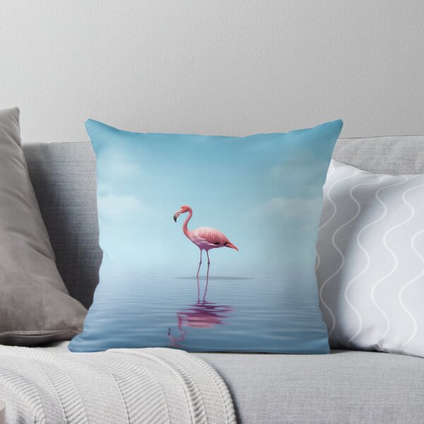 Item preview, One flamingo standing peacefully alone in the water by cloudy sunset designed and sold by anytka.