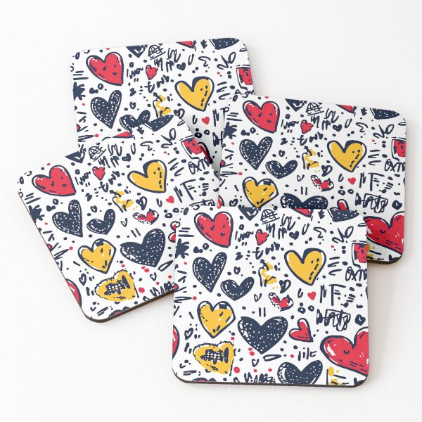 Item preview, Abstract love pattern with red, blue, and yellow hearts designed and sold by Piotrek0001.