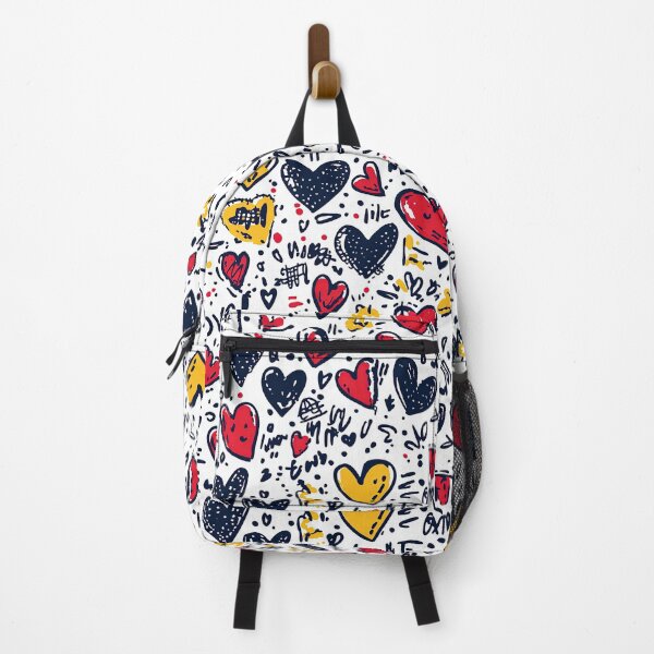 Item preview, Abstract love pattern with red, blue, and yellow hearts designed and sold by Piotrek0001.