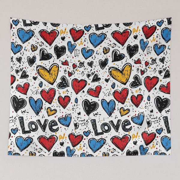 Item preview, Youthful graffiti hearts on bold contrasting tones designed and sold by Piotrek0001.