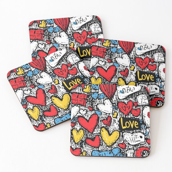 Item preview, Bold colorful hearts in graffiti-inspired arrangements designed and sold by Piotrek0001.