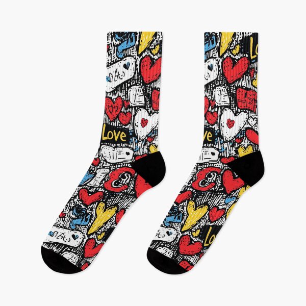 Item preview, Bold colorful hearts in graffiti-inspired arrangements designed and sold by Piotrek0001.
