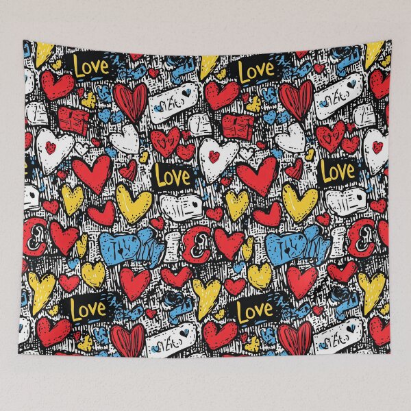 Item preview, Bold colorful hearts in graffiti-inspired arrangements designed and sold by Piotrek0001.