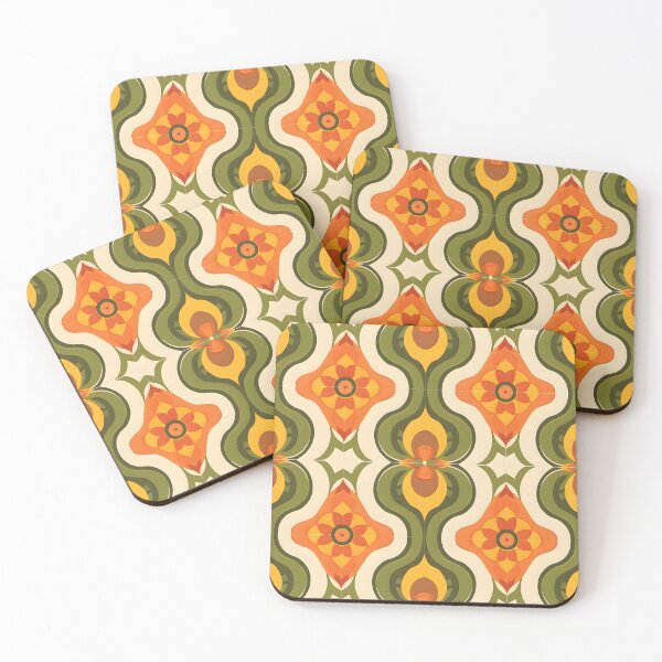 Item preview, Green Yellow Orange Mirror Image Folk Pattern designed and sold by CoolMantras.