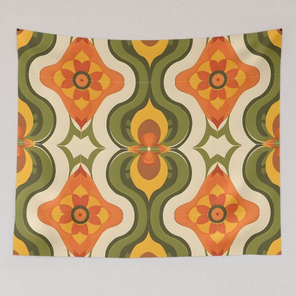 Item preview, Green Yellow Orange Mirror Image Folk Pattern designed and sold by CoolMantras.