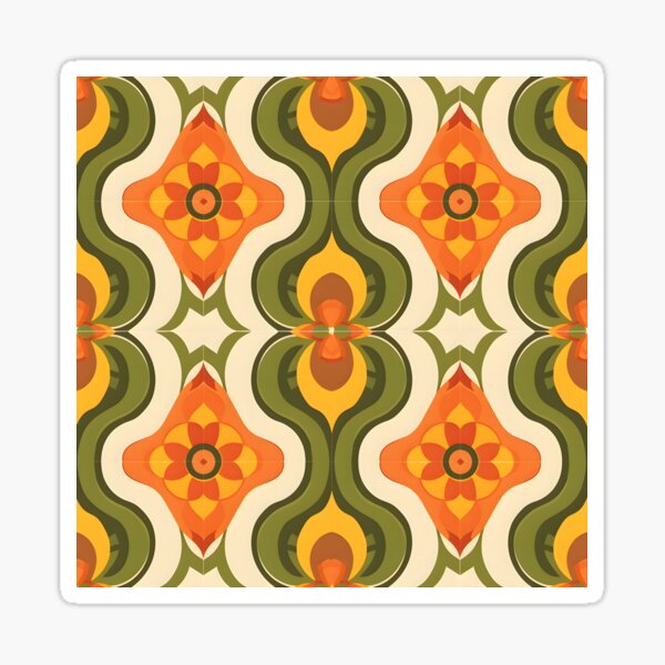 Item preview, Green Yellow Orange Mirror Image Folk Pattern designed and sold by CoolMantras.