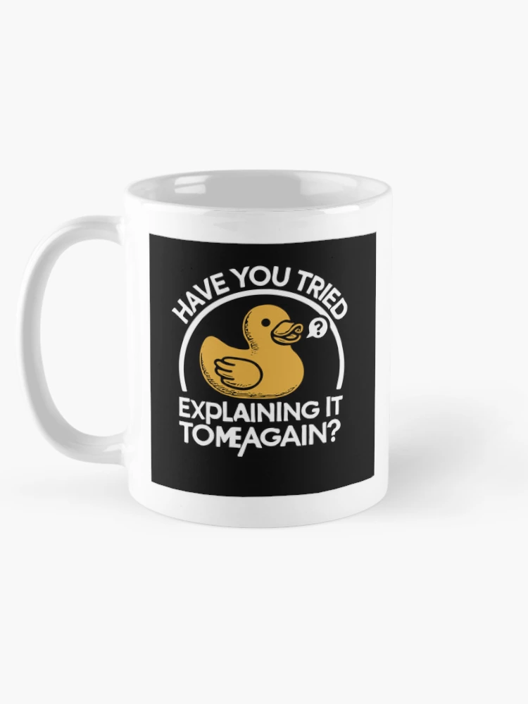 Thumbnail 5 of 6, Coffee Mug, Rubberduck Debugging: Coding Humor for Programmers designed and sold by bearification.