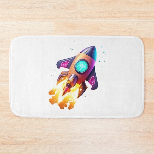 Item preview, Cartoon-style minimal spaceship rocket icon. Toy rocket upswing, spewing smoke and flame designed and sold by anytka.