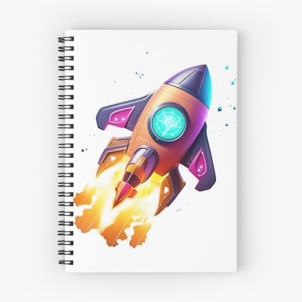 Item preview, Cartoon-style minimal spaceship rocket icon. Toy rocket upswing, spewing smoke and flame designed and sold by anytka.