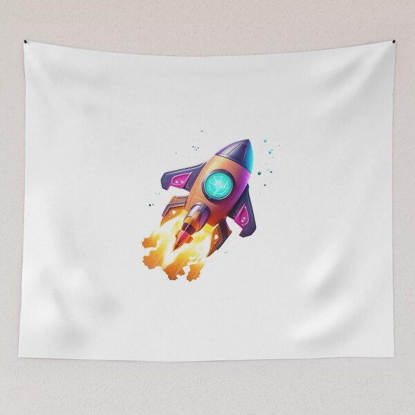 Item preview, Cartoon-style minimal spaceship rocket icon. Toy rocket upswing, spewing smoke and flame designed and sold by anytka.