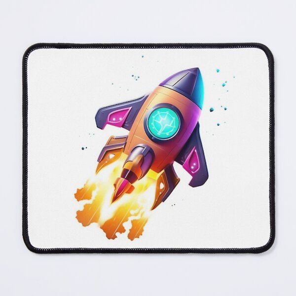 Item preview, Cartoon-style minimal spaceship rocket icon. Toy rocket upswing, spewing smoke and flame designed and sold by anytka.