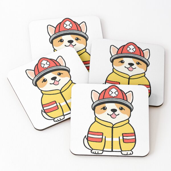 Item preview, A kawaii dog firefighter designed and sold by CuteAndAesthetic.