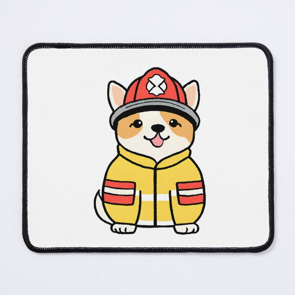 Item preview, A kawaii dog firefighter designed and sold by CuteAndAesthetic.
