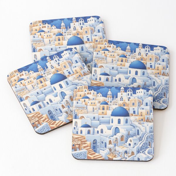 Item preview, Illustration of a Santorini city landscape with buildings. Illustration for your design designed and sold by anytka.