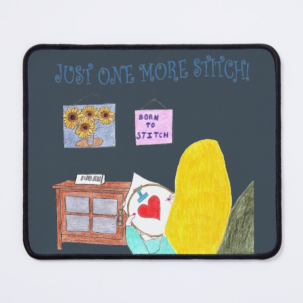 Item preview, Just One More Stitch! (Blonde with Dark Gray background) designed and sold by DeeDeee1970.