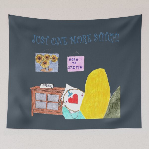 Item preview, Just One More Stitch! (Blonde with Dark Gray background) designed and sold by DeeDeee1970.